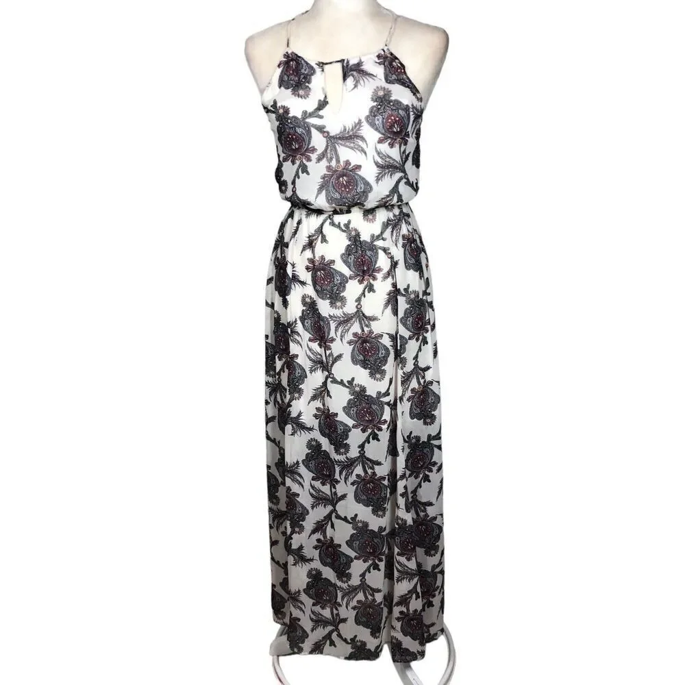 Abercrombie & Fitch Dress M Halter Black Key Hole Bodice Y2K Hippy Boho‎ Maxi